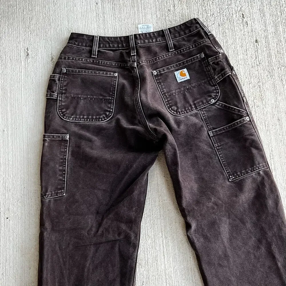 Carhartt WOMENS faded brown double knee work wear carpenter pants